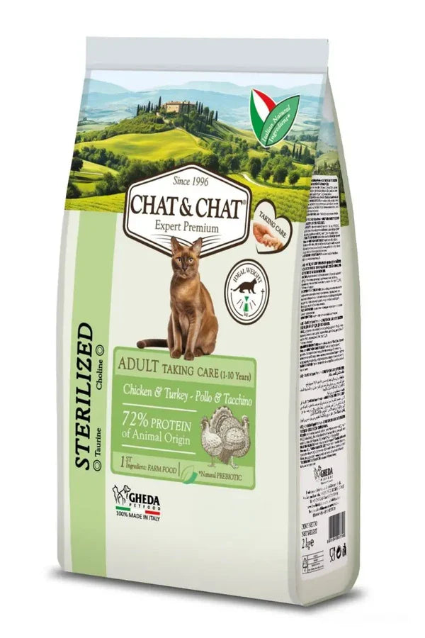 Chat & Chat Care Adult Sterilized Cat Food Rich in White Meat Poultry