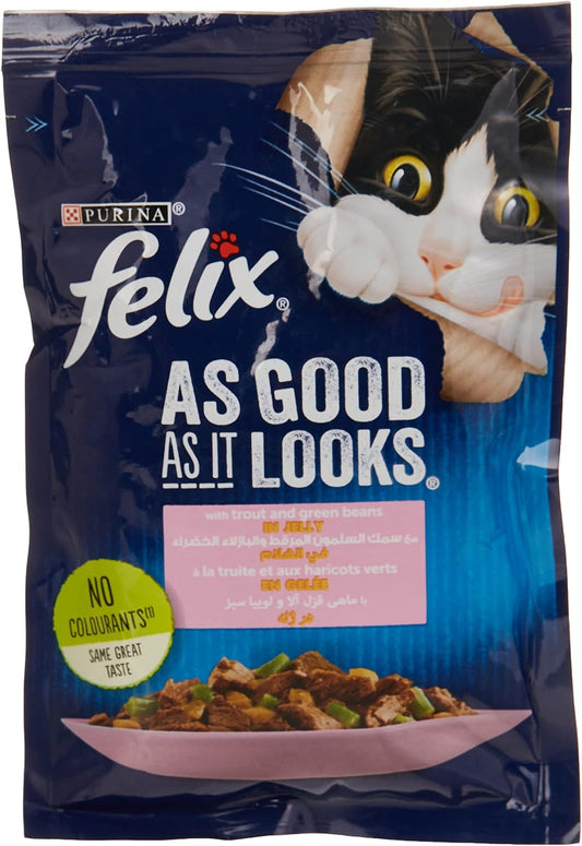 Felix Purina As Good As It Looks with Trout and Green Bean in Jelly, 85g