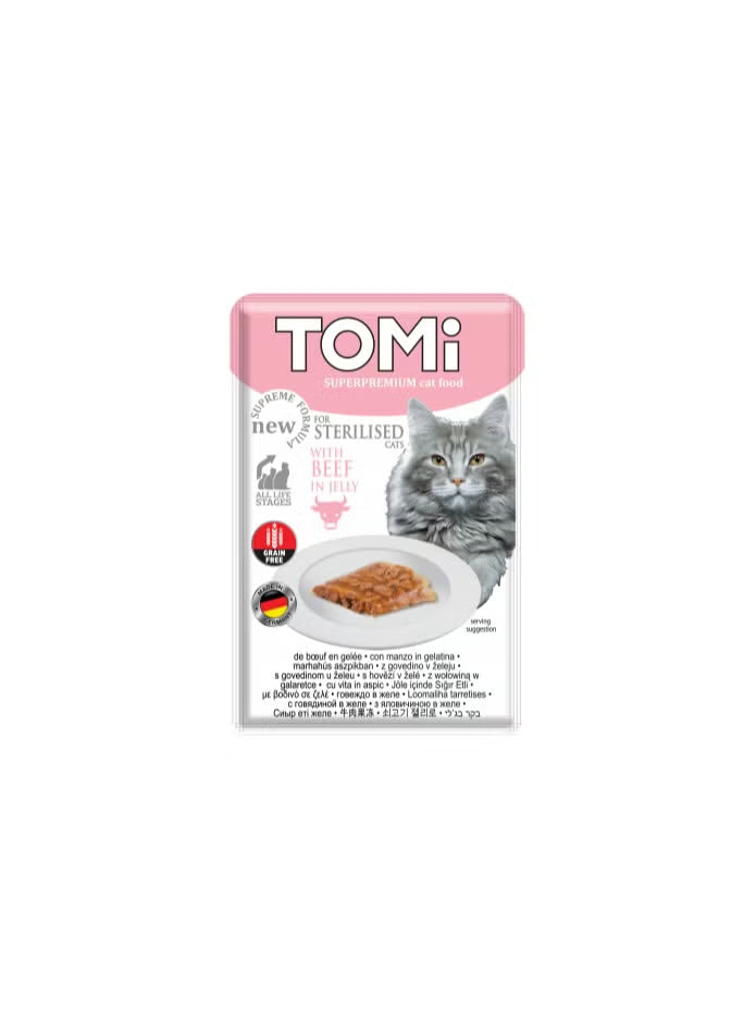 TOMi Super Premium Grain Free Sterilised Cat Wet Food in jelly Pouch 85 g