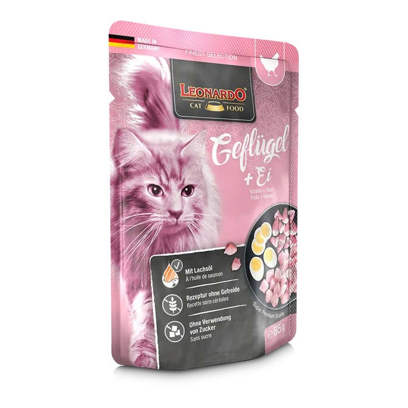 Leonardo Poultry + Egg Adult Cat Wet Food Pouch 85g